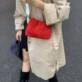 thumbnail image 6 of HUISZJ Faux Suede Shoulder Bag, Shoulder Bag with Adjustable Strap, Crossbody Bag Drawstring Top Handle Bag for Travel Winter Fall (Red), 6 of 10