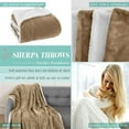 thumbnail image 4 of Elegant Comfort Reversible and Ultra-Plush Flannel Fleece Sherpa Throw- Lightweight Soft and Cozy- All Season Decorative Throw, Perfect for Lounging, 50 x 60 inches, Taupe, 4 of 6