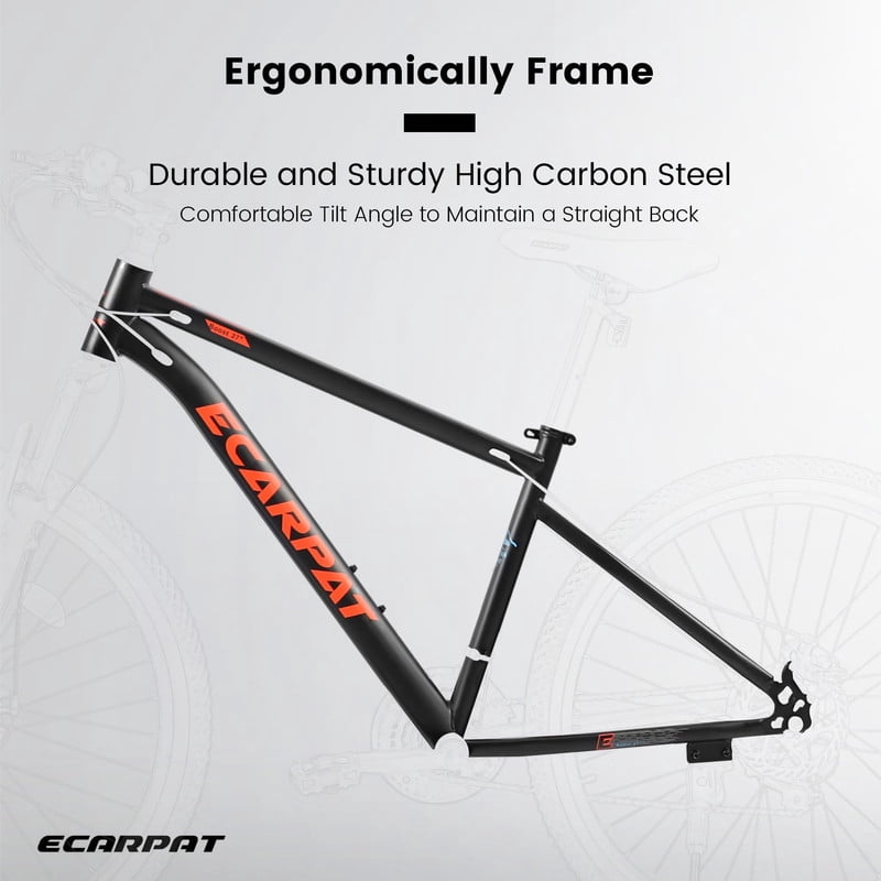 ENNSOO 24 Inch Mountain Bike for Adults and Teenagers, High Carbon Steel Frame, Disc Brake,21 speeds - Black