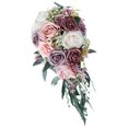 thumbnail image 1 of facefd Elegant Wedding Bouquets for Bride Waterfall Shape Handmade Decor Pink, 1 of 5