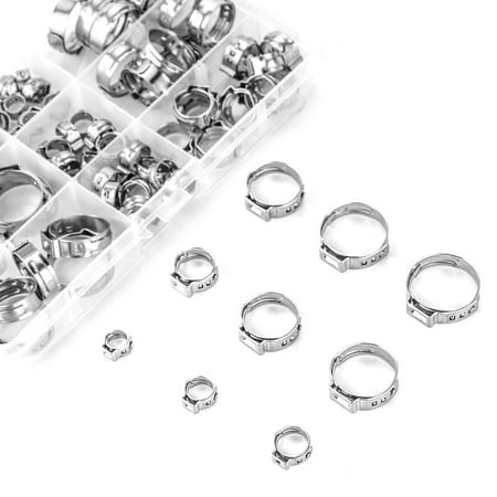 

Stainless Steel Single Ear Hose Clamp 80Pcs 6-23.6mm Crimp Hose