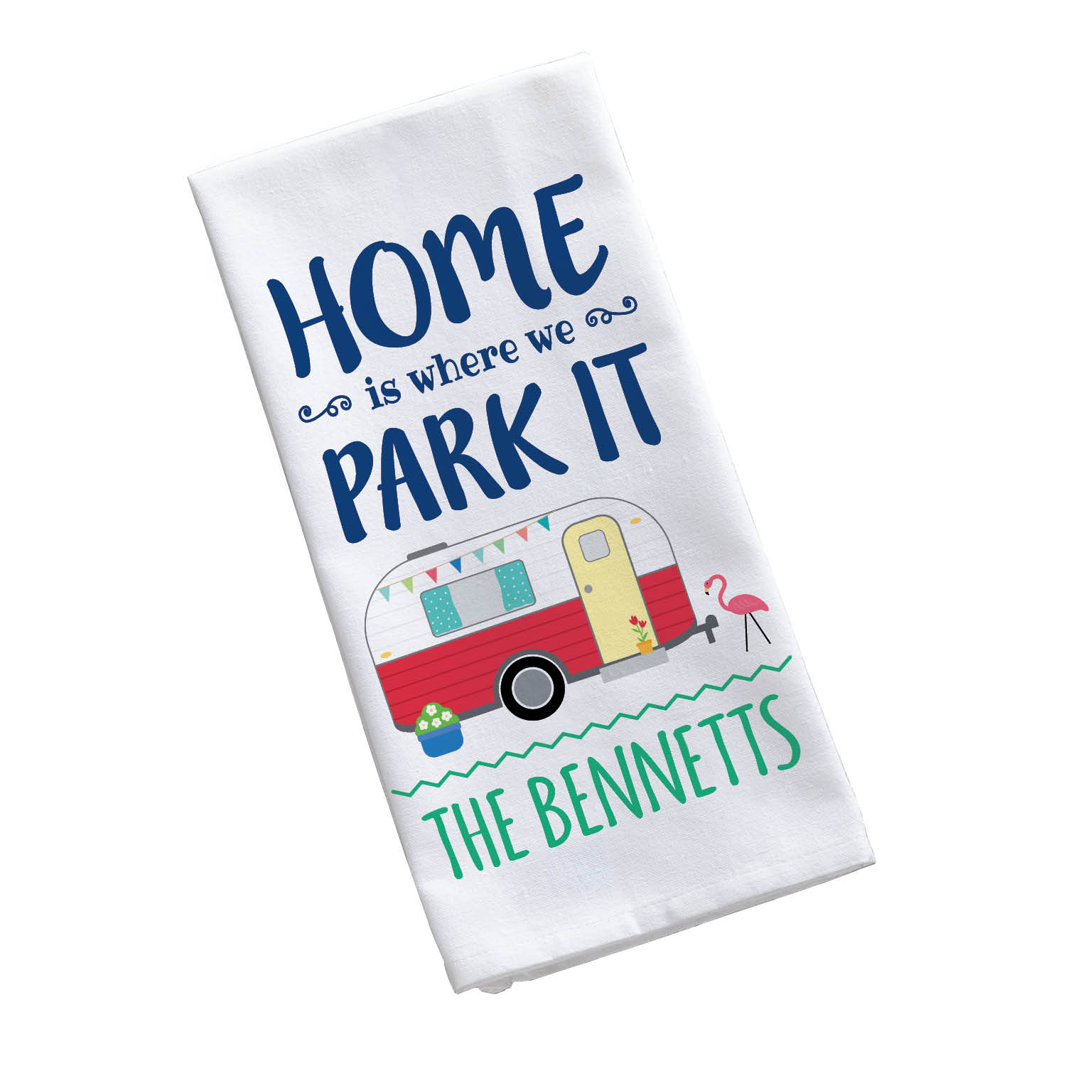 Where We Park It Personalized Kitchen Tea Towel