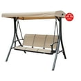 thumbnail image 4 of Kozyard Brenda 3-Seat Patio Swing Chair, Outdoor Porch Swing Glider with Adjustable Canopy, Side Pouches, Breathable Seat and Back, for Garden, Poolside, Backyard (Beige), 4 of 5