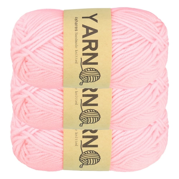 Uxcell 3Pcs Hilo de Crochet, Hilo Rosa 2mm 100% Acrílico 150 g/5.3 oz Hilos de Peso Deportivo a Granel Suaves y Esponjosos para Tejer Manualidades de Crochet Mantas Regalo, 164 Yardas en Total