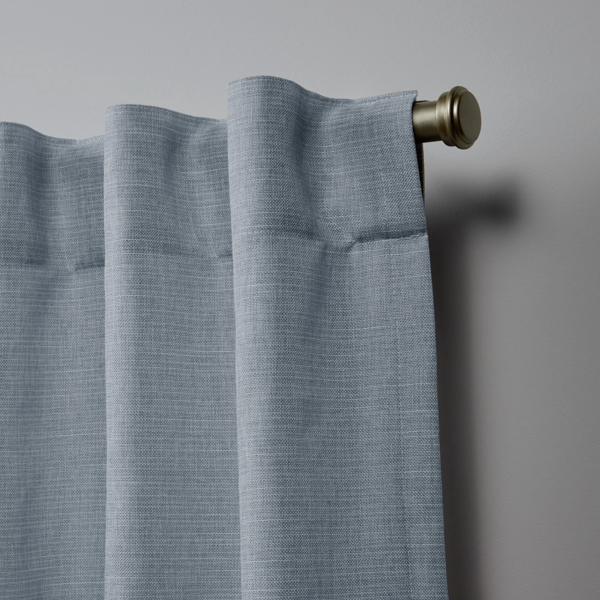 Nicole Miller Faux Linen Slub Textured Hidden Tab/Rod Pocket Top Light Filtering Curtain Panel Pair, 54"x96", Chambray Blue