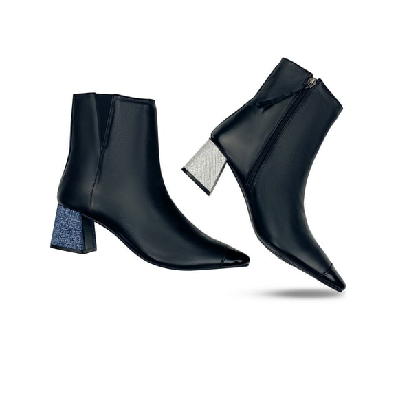 Swap Heel Bootie- Like 3 Pairs of Boots in 1- Convertible Heel Covers- Black, Denim and Sparkly Diamond ONLY AVAILABLE at Walmart.com