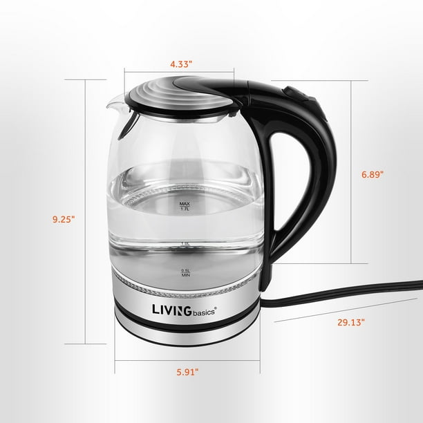 LP LIVING PLUS 1.5L Borosilicate Glass Electric Tea Kettle, Fast