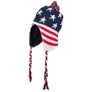 Best Winter Hats Adult Knit Ear Flap Hat W/Pom Pom (One Size) - American Flag