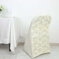 thumbnail image 2 of Efavormart Ivory Satin Rosette Spandex Stretch Fitted Folding Chair Cover, 2 of 5