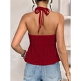 thumbnail image 5 of Women Tie Back Tank Tops Criss Deep V Neck Spaghetti Strap Backless Tanks Going Out Wine Red M, 5 of 9