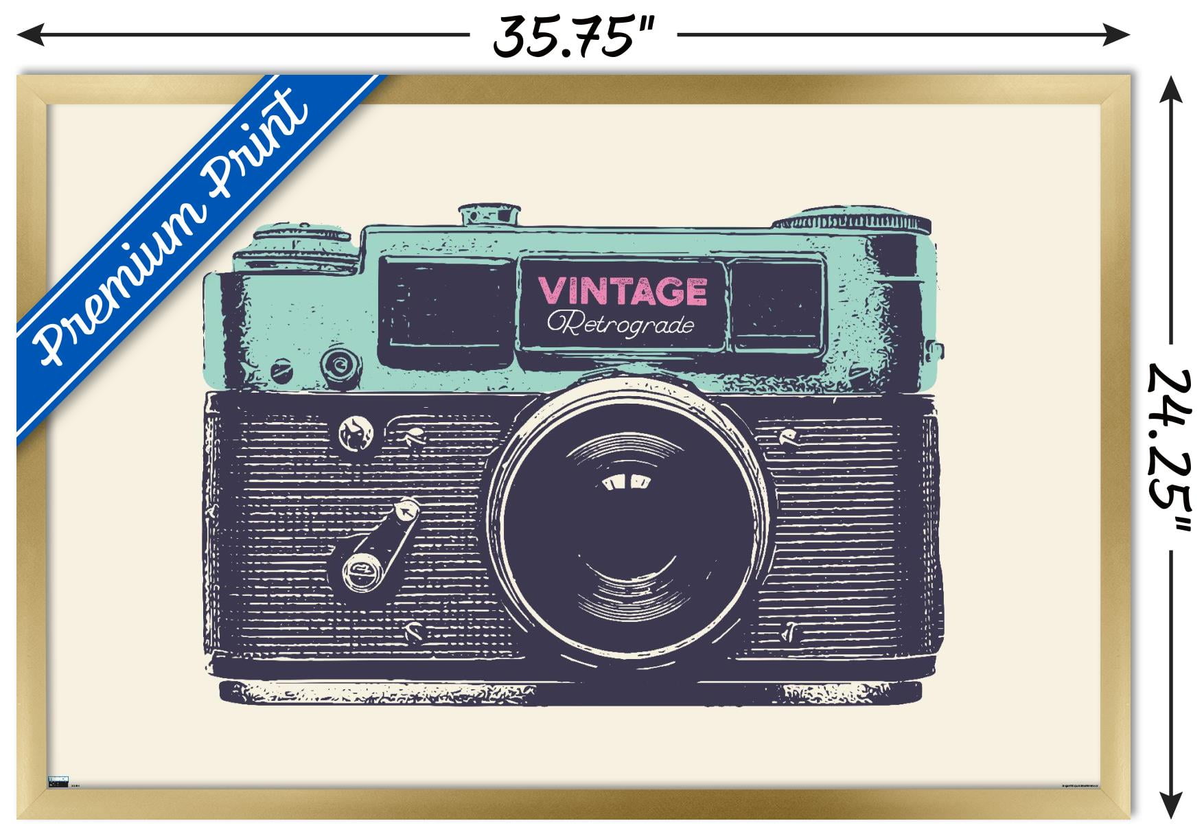 Vintage Camera Wall Poster, 22.375" x 34" Framed
