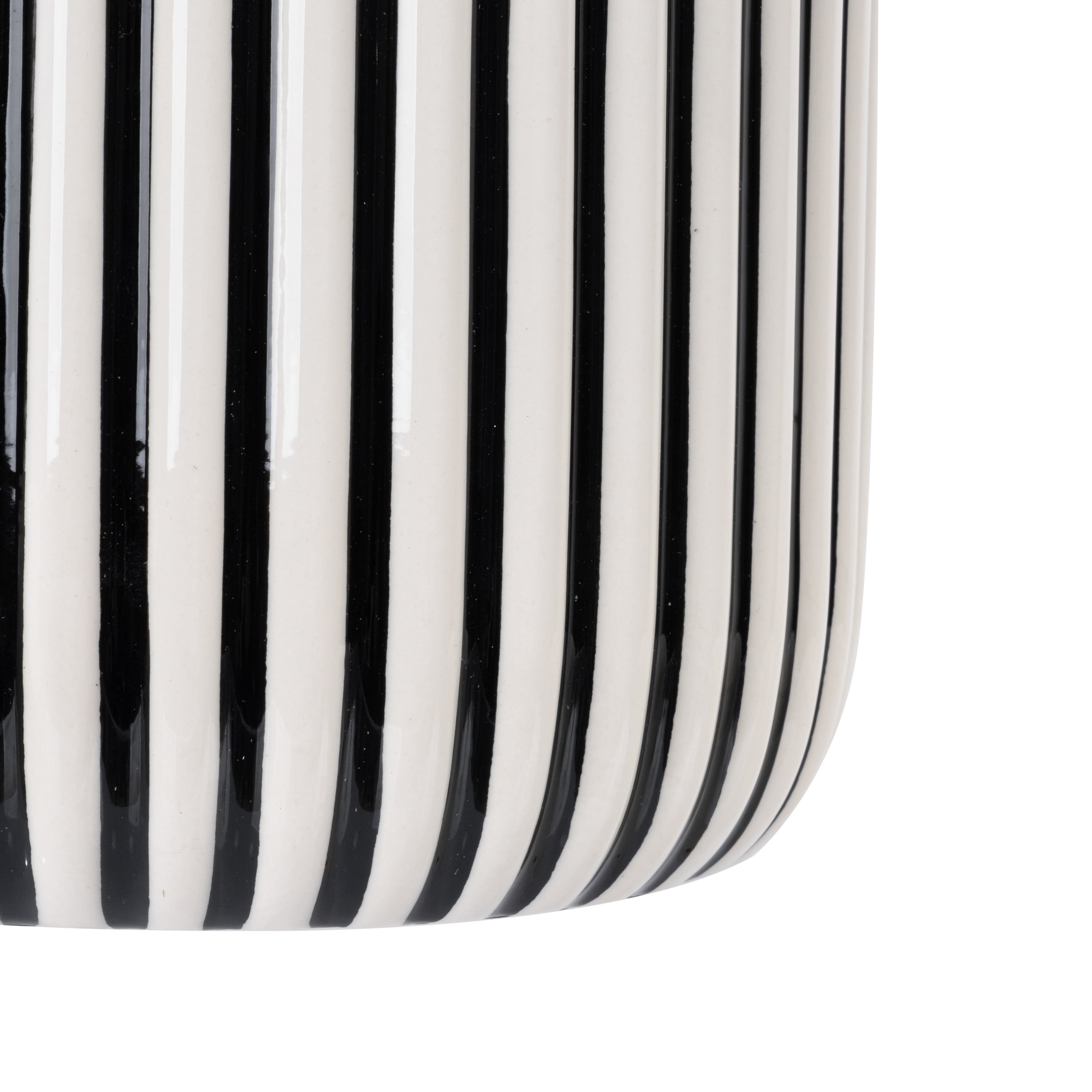 Beautiful by Drew Barrymore 8 in Black Stripe Ceramic Planter