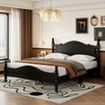 thumbnail image 2 of Noble House Queen Size Wood Platform Bed Frame,Retro Style with Wooden Slat Support,Black, 2 of 11