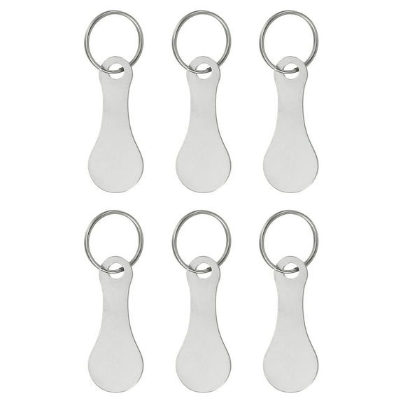 Uxcell Shopping Trolley Token Key Ring, 2.2 Inch Cart Remover Coin Keychain Unlock Release Key, Silver Tone 6 Pack