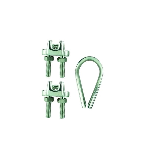3PC Everbilt 3/32" & 1/8" Stainless Steel Wire Rope Clip with Thimble Set 43074