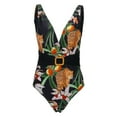 thumbnail image 6 of Wxolcjlv Womens Two Piece Swimsuits Floral Print Belted Bathing Suit With Cover Up Ladies Beach Resort Summer Swimwear, 6 of 9