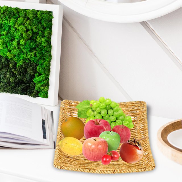 Bread Basket Tray Imitation Rattan Basket for Dining Room Restaurant Camping 16cmx16cmm