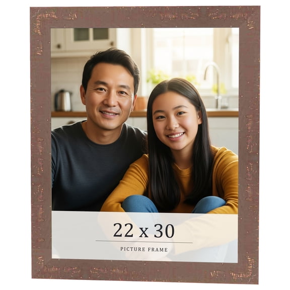 22x30 Distressed Brown Real Wood Picture Frame Width 1.25 inches | Interior Frame Depth 0.5 inches