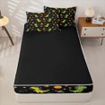 thumbnail image 4 of Erosebridal Cartoon Cute Dino Zipper Twin Comforter Sets with Fitted Sheet and 2 Pillowcases,Kawaii Dinosaur Astronaut Zipper Bedding Set For Boys,Black Reversible,4 Pieces, 4 of 7