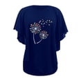 thumbnail image 3 of USSUMA T-Shirts for Women Trendy Dandelion Print Flowy Women's Shirts and Blouses 3/4 Sleeve Women Tops Dressy Casual Summer Double-Layered Chiffon Poncho Graphic Round Neck Plus Tunics Beach, 3 of 3