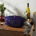 thumbnail image 3 of Staub Cast Iron 6.25-qt Shallow Oval Dutch Oven - Dark Blue, 3 of 8