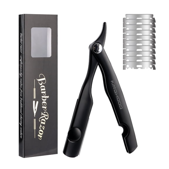 KINGHOOD Men's 1-Blade Straight Razor with 10 Barber Razor Blades