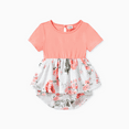 thumbnail image 3 of PatPat Family Matching Sets Pinkish Orange Cap-sleeve Spliced Floral Dresses and Short-sleeve Color Block T-shirts, 3 of 8