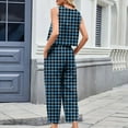 thumbnail image 4 of Qetyuw Women's Gingham Sets Loose Fit 2 Piece Outfits Chic Plaid Print Sleeveless Suits Crewneck High Waist Solid Color Wide Leg Lounge wear, 4 of 6