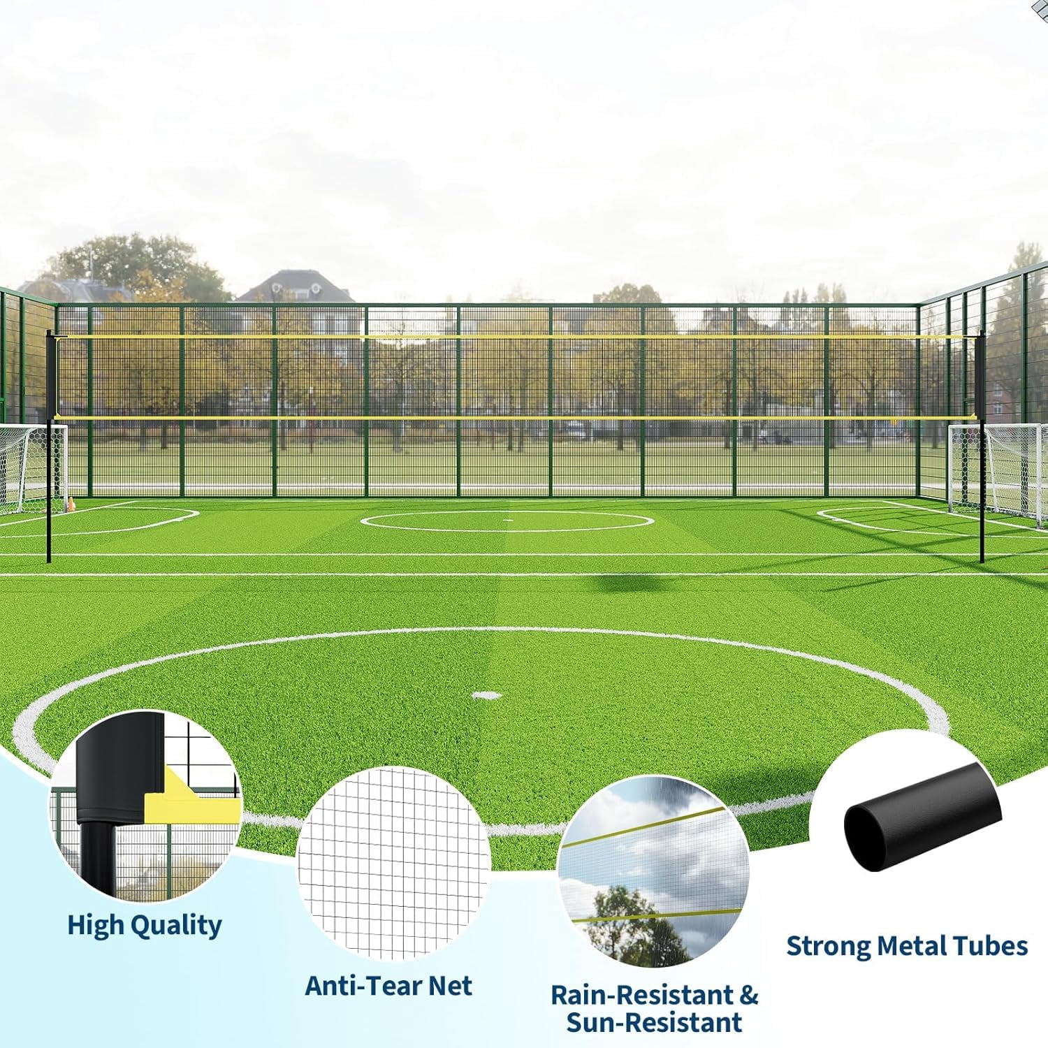 Rugerasy Portable Volleyball Net Set with Adjustable Height,Ball,Pump,Ropes & Carry Bag,Sturdy Outdoor Freestanding Net,Black&Yellow