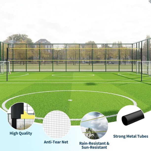 Filet De Volleyball Extérieur Réglable – 9,75 X 0,9 M – Hauteur Réglable (2,28/2,38/2,48 M) – Ballon Taille 5 + Pompe – Sac De Transport – Poteaux Acier Anti-corrosion
