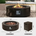 thumbnail image 3 of UPHA 42-inch Outdoor Propane Round Fire Pit Table 50000 BTU Iron Gas FirePit for Outside Patio with Tank Cover, Removable Lid, Lava Rocks, Rain Cover, Brown, 3 of 10