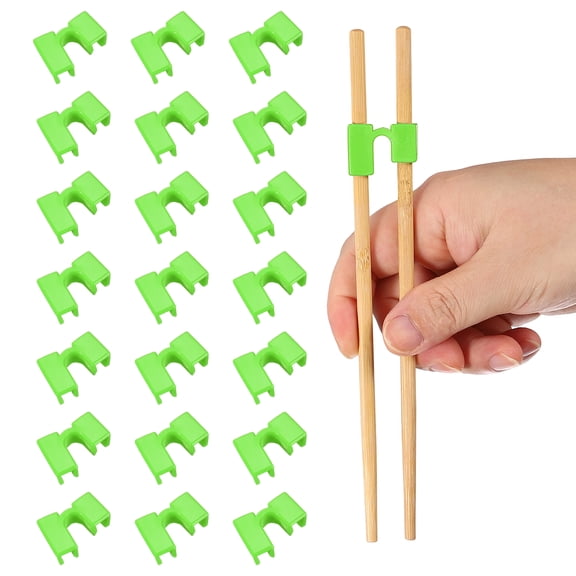 Uxcell 24 Pcs Chopsticks Helper, Reusable Training Chopstick Hinges Connector for Learners, Green