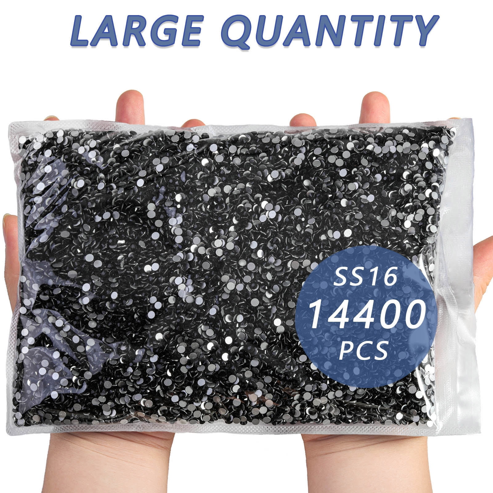 Beadsland Flatback Rhinestones Bulk,14400pcs, Black, SS16, 3.8-4.0mm