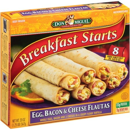 Don Miguel Breakfast Starts Egg, Bacon & Cheese Flautas, 8 count, 20 oz