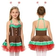 thumbnail image 2 of Aislor Girls Christmas Sleeveless Dress with Hair Hoop Dance Tulle Dress Outfits Brown 10, 2 of 8