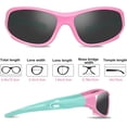 thumbnail image 4 of Hifot Kids Polarized Sunglasses for Boys Girls Childrens UV 400 Protection Rubble Flexible Outdoor Beach Eyewear Sport Sunglasses, Pink, 4 of 7