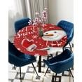 thumbnail image 5 of nqOlkjepod Snowman, Round Tablecloth, Fitted Table Cover with Elastic for 55"-60" Round Tables, Red White Christmas Winter Snowflake Table Cloth Outdoor Indoor Dinning Party Waterproof Tablecloths, 5 of 6