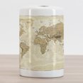 thumbnail image 2 of Map Ceramic Toothbrush Holder, Vintage Style Old World Mapping Along Continents Country National Ocean Cities Atlas, Decorative Versatile Countertop for Bathroom, 4.5" X 2.7", Tan and Beige, 2 of 4