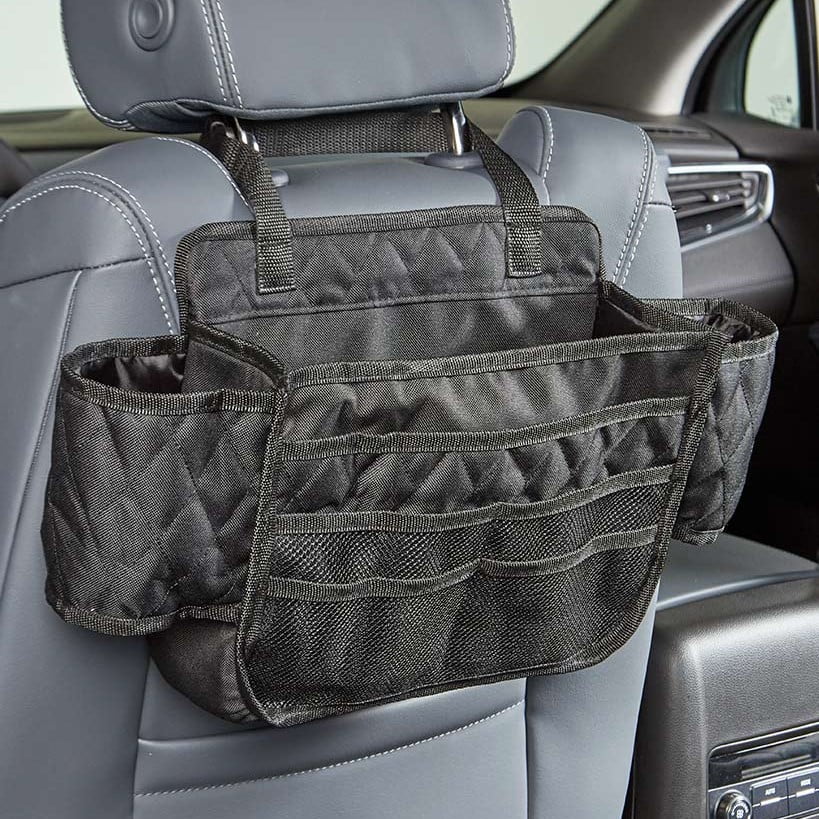 Seat back organizer Attaches to front seat headrest of most Cars and SUV Trucks 