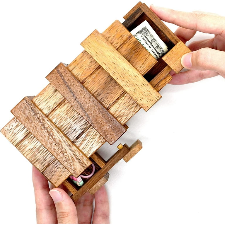 Secret Puzzle Box Adults Magic Money Holders for Adults and Card Wooden Secret Compartments Gift Boxes