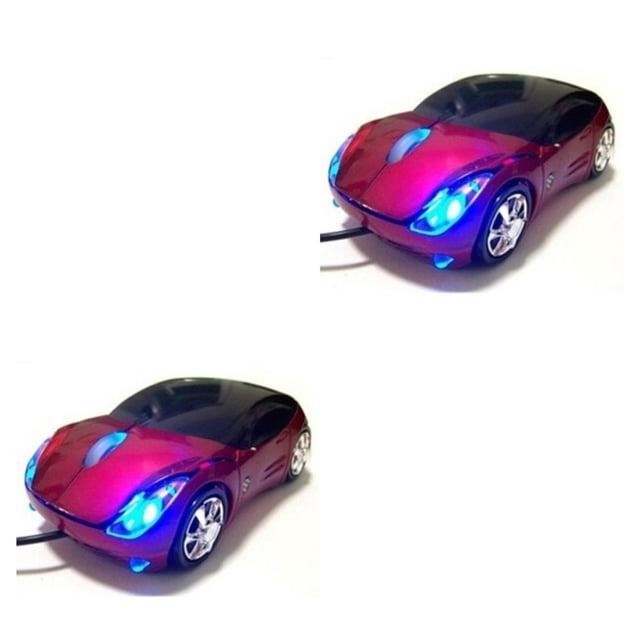 bedienty Universal Car Shaped Wired Optical Mouse Replacement Home Office Portable 3 Keys Gaming Computer Mice Accessories Show as Picture 2Set