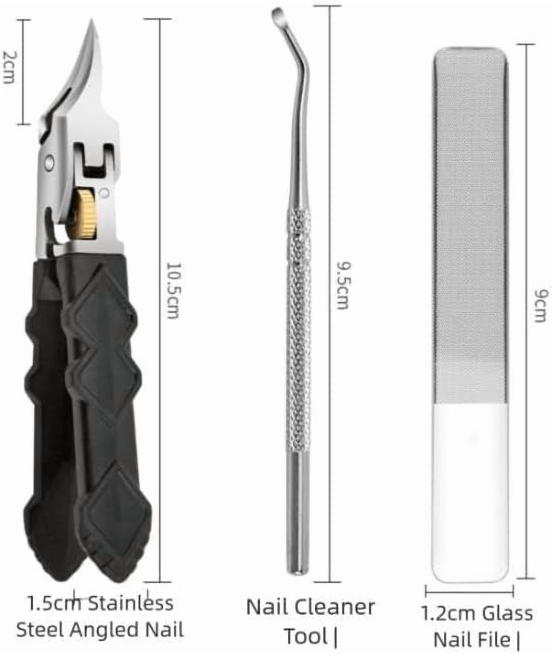Black Anti Slip Grip Gear Lock Nail Clipper Set with Ultra, Sharp Tips for Precise Access to Nail Grooves Professional, Heavy Duty Ingrown Toenail Clippers for Thick Hard Nails