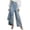 *Light Blue, variant on ClodeEU Women's Loose Long Denim Pant Look Culottes with Button Trim,Trendy Skirt Pants Gray,Womens Plus S