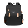 thumbnail image 1 of Mochila para pañales, bolsa de pañales, portátil, de tela Oxford para mamá y papá, mochila de hombro para mamá, bolsa de viaje multifunción para ropa negro, 1 of 10