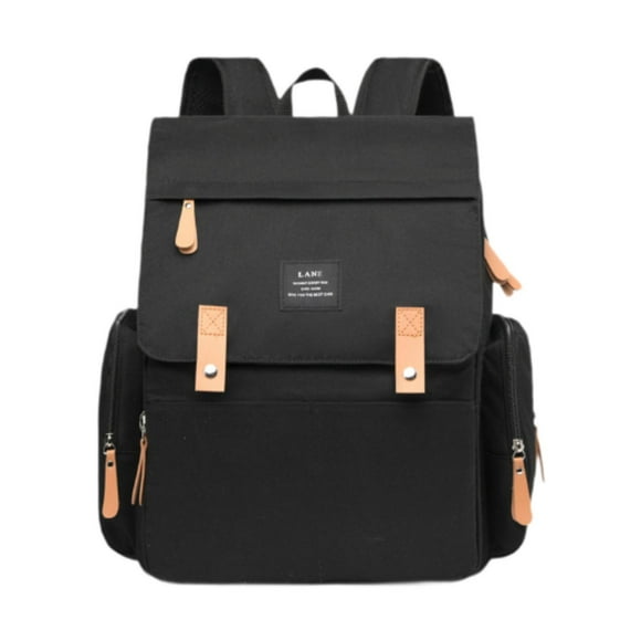 Mochila para pañales de bebé, portátil, multifuncional, con artículos esenciales para bebé, bolsa de viaje negro