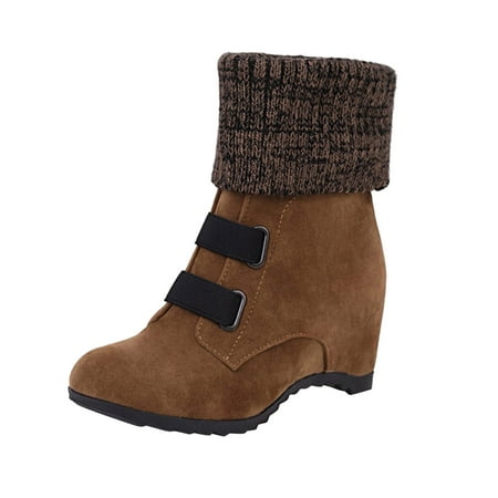 

NOKIO Fashionable Women S Winter Warm Ankle Boots Women S Trendy Suede Ankle Booties Ladies Fashion Suede Snow Boots Wool Elastic Mouth Slope Heel Thick Soled Short Boots Women S Trendy Ankle Booties