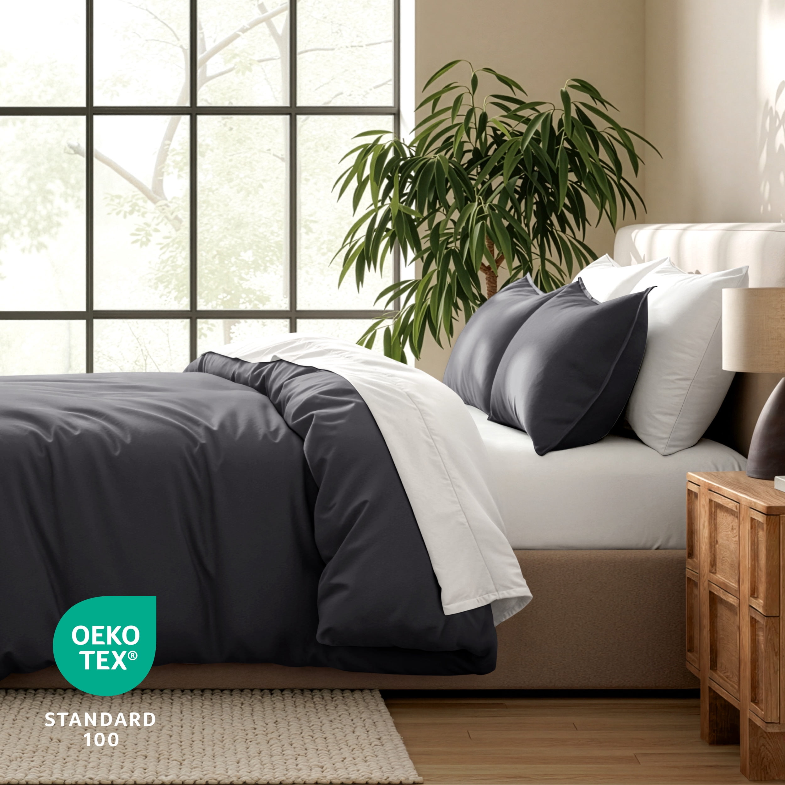Bare Home Luxury Duvet Cover and Sham Set - Premium 1800 Collection - Ultra-Soft - Queen Oversized, Forged Iron Gray, 3-Pieces