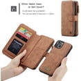thumbnail image 5 of for iPhone 13 Wallet Case,Multifunction Zipper Purse Wallet Case [Card Slots][Cash Pocket][Kickstand] Detachable Magnetic Back Phone Cover for iPhone 13 6.1 inch (Brown), 5 of 18