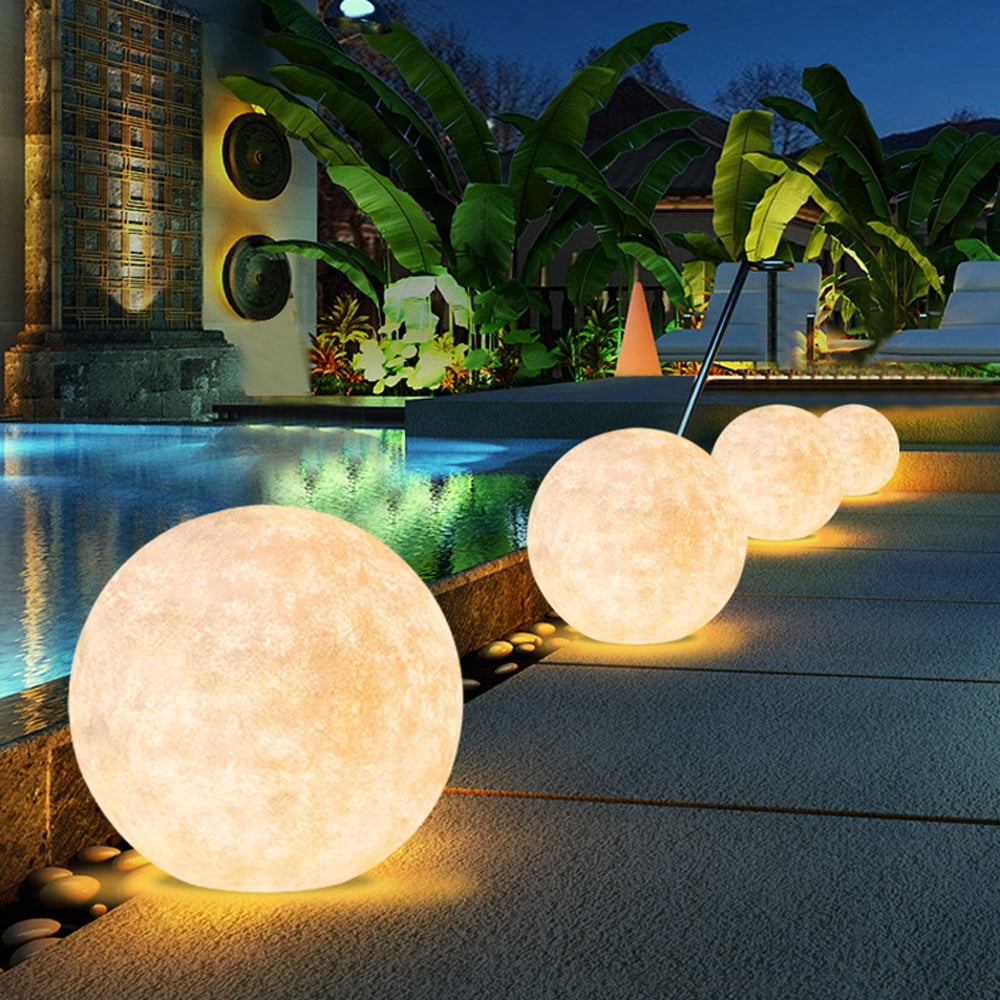 Arturesthome Outdoor Landscape Lawn Moon Floor Lamp Waterproof Solar Column Head Lamp