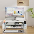thumbnail image 2 of Desk Organizer and Accessories, 2-Tier Computer Monitor Stand Riser with Drawer and 2 Pen Holders, Office Desk Accessories for Office Supplies, Black, 2 of 7